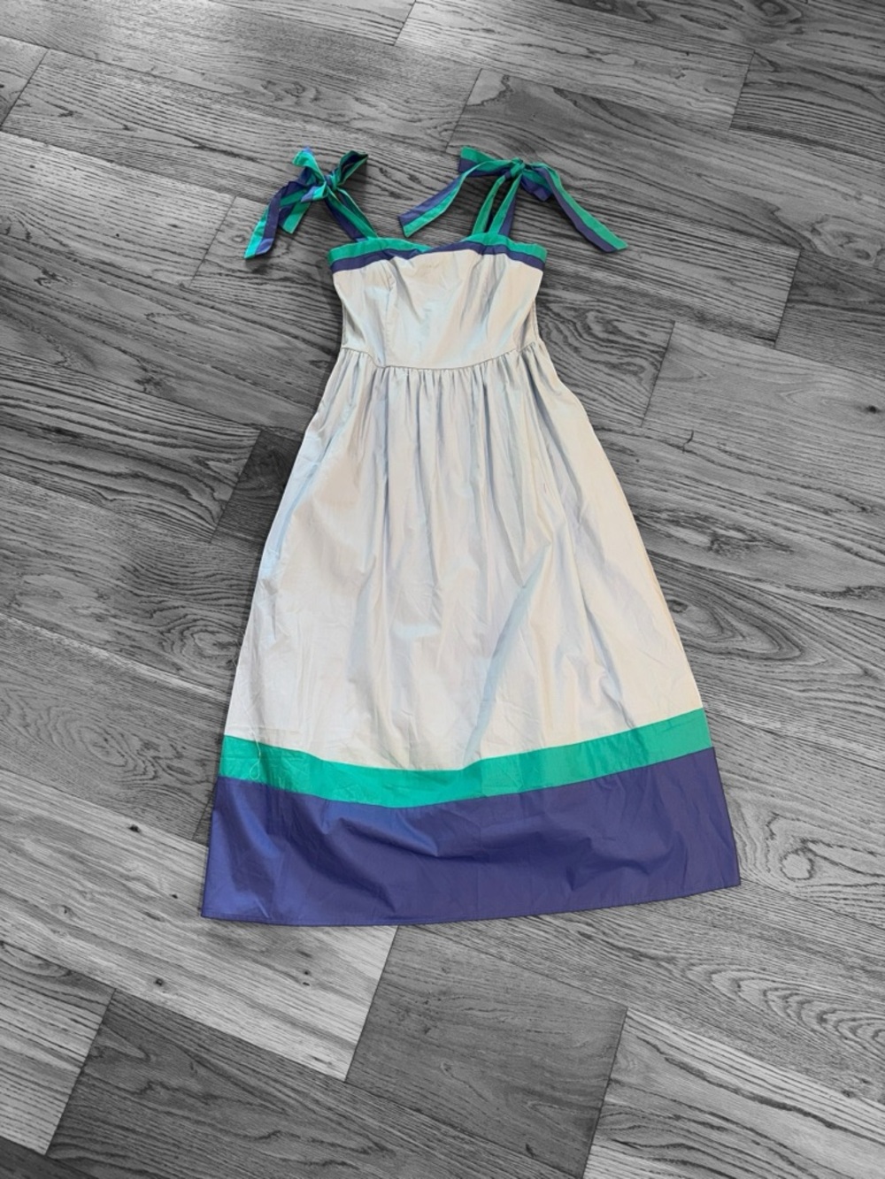 She + Sky Midi Dress with Teal and Purple Trim